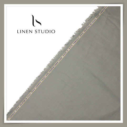Pure French Linen Shirting 70 Lea by Vercelli Italy - Pebble Grey (NEW)