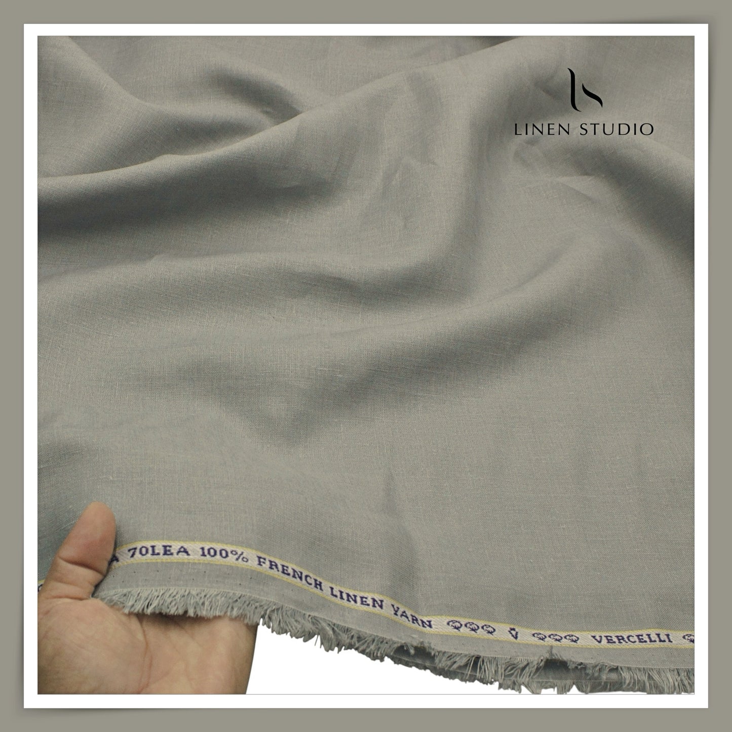 Pure French Linen Shirting 70 Lea by Vercelli Italy - Pebble Grey (NEW)
