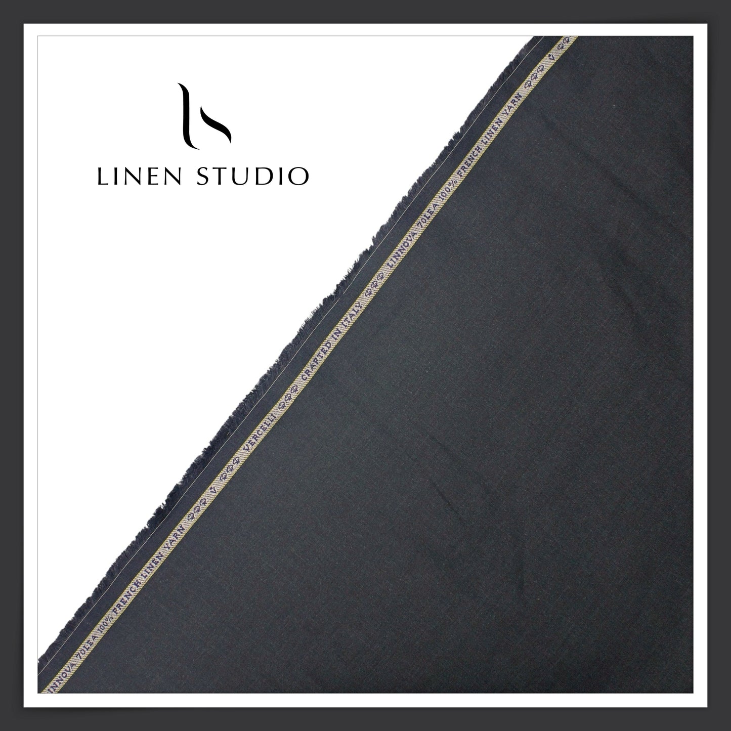 Pure French Linen Shirting 70 Lea by Vercelli Italy - Graphite Blue/Grey (NEW)
