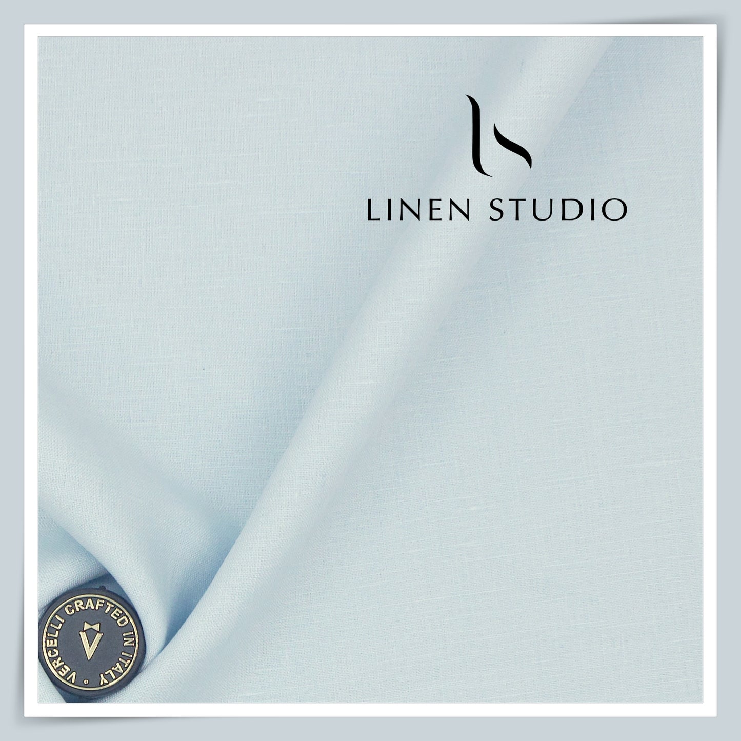 70 Lea Pure French Linen Shirting by Vercelli Italy - Surf Blue (NEW)
