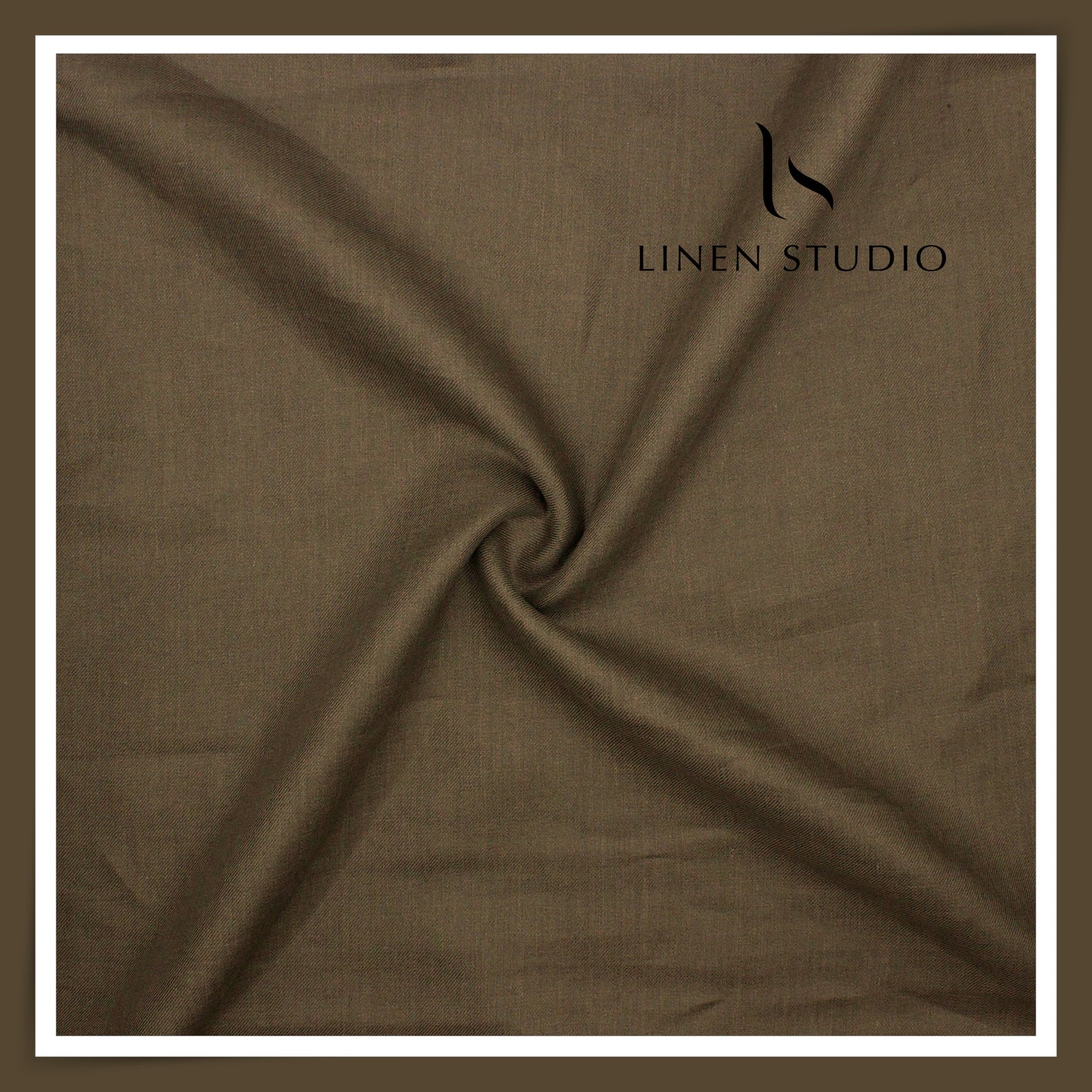 French Linen Premium Pure Linen Suiting by Vercelli Italy 44 Lea Twill - Tobacco Brown (NEW)