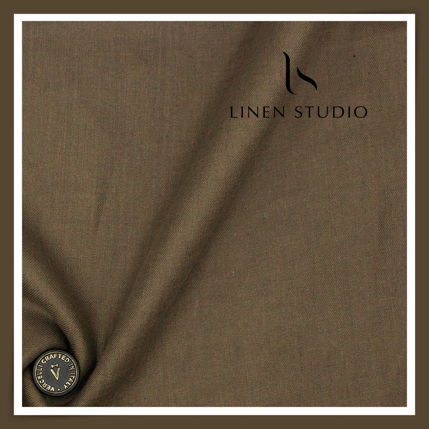 French Linen Premium Pure Linen Suiting by Vercelli Italy 44 Lea Twill - Tobacco Brown (NEW)
