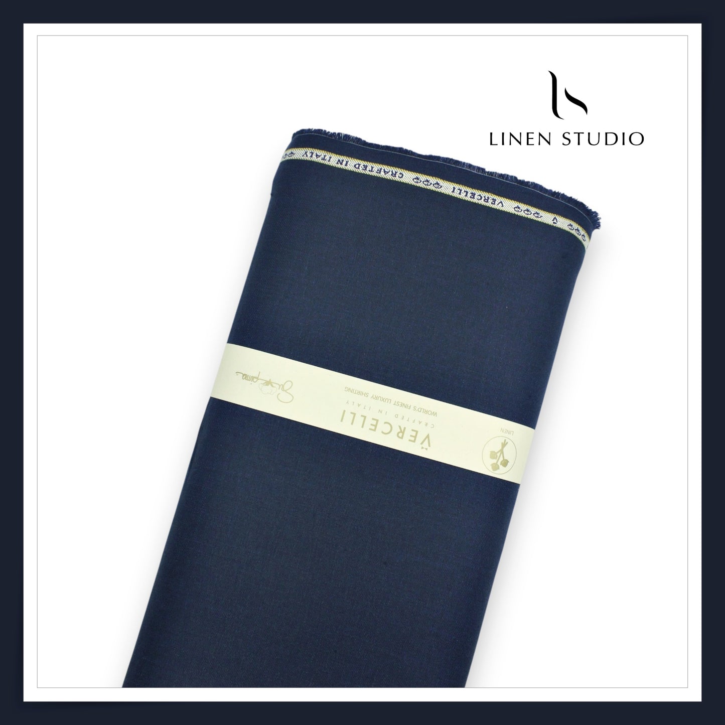 French Linen Premium Pure Linen Suiting by Vercelli Italy 44 Lea Twill - Dark Rhino Blue (NEW)