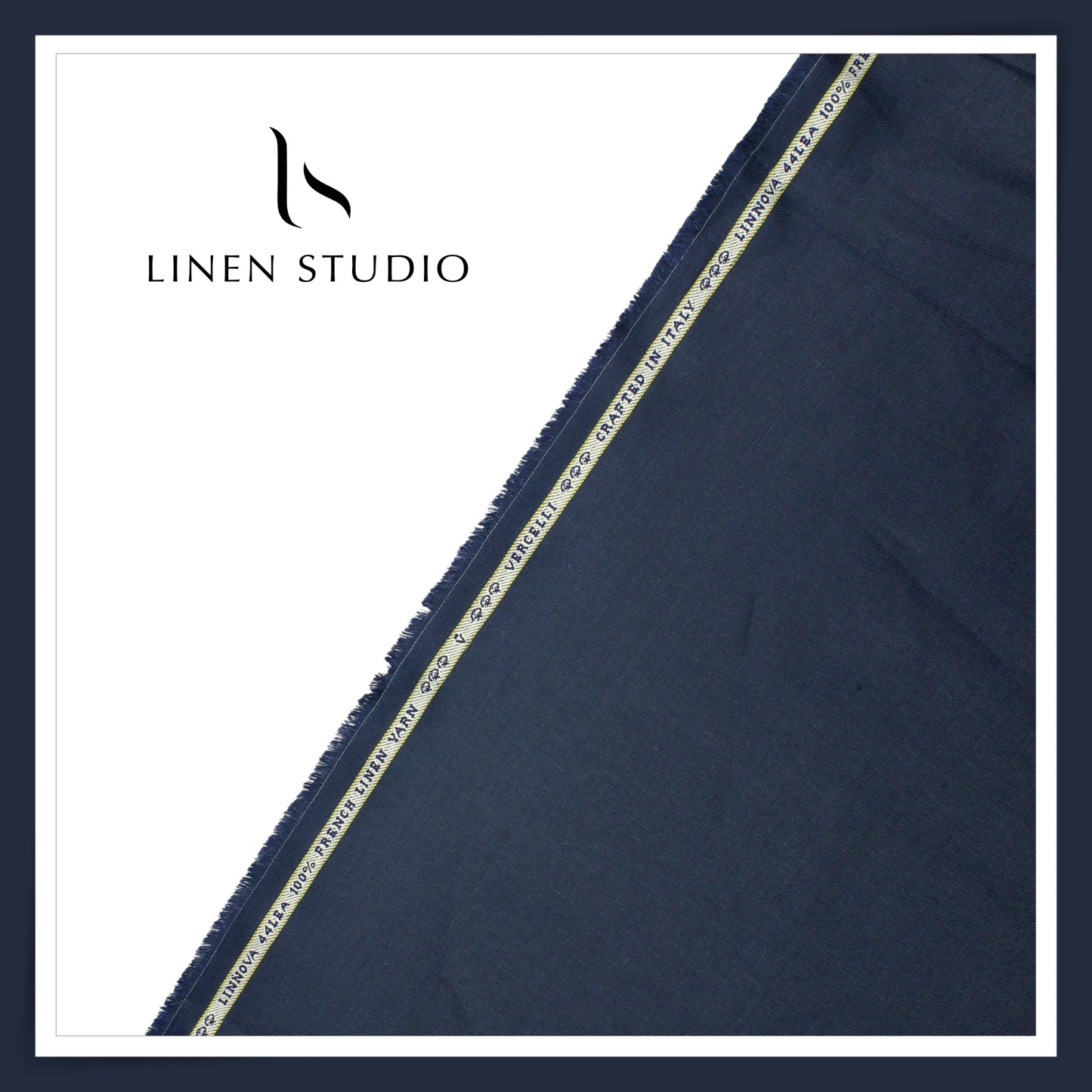 French Linen Premium Pure Linen Suiting by Vercelli Italy 44 Lea Twill - Dark Rhino Blue (NEW)