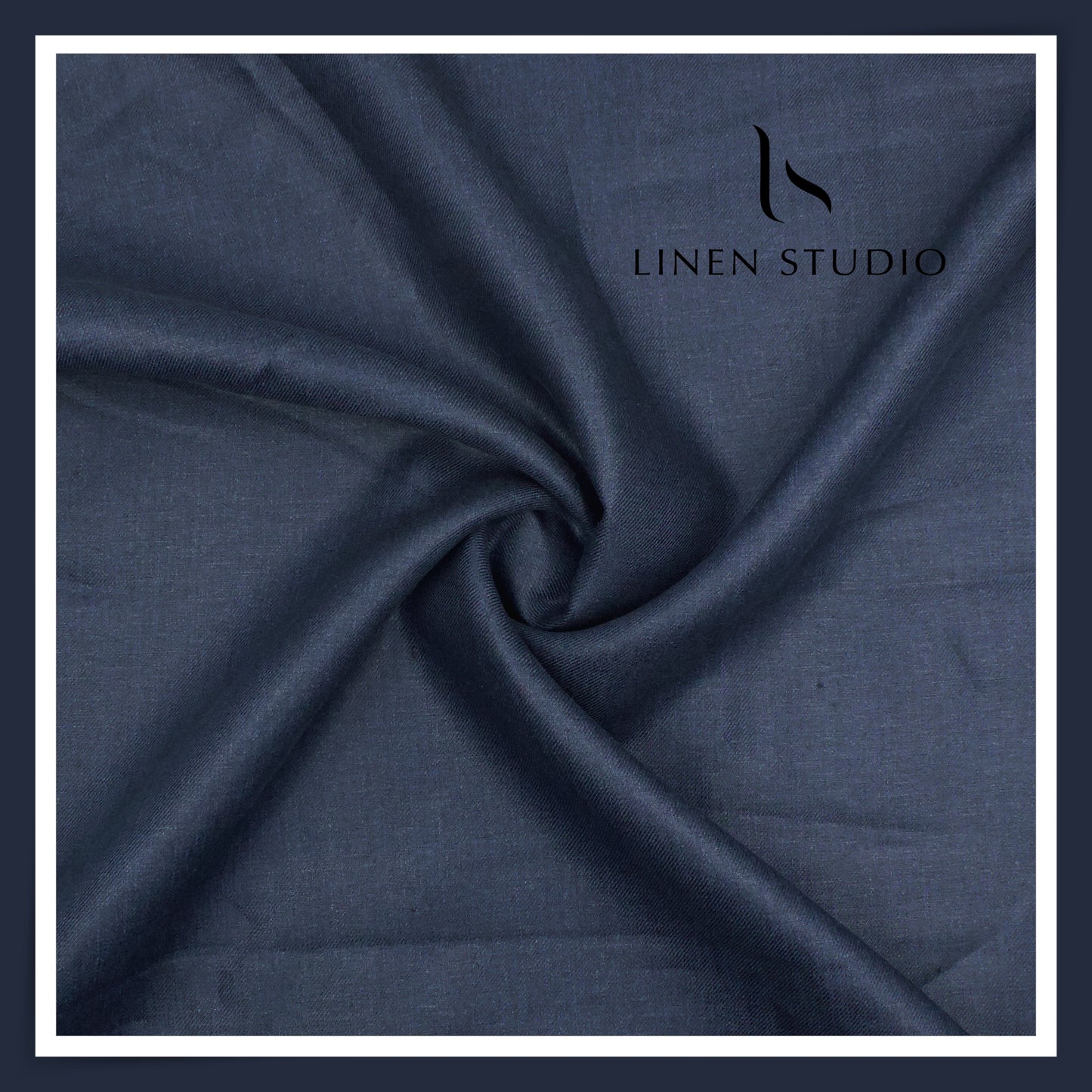 French Linen Premium Pure Linen Suiting by Vercelli Italy 44 Lea Twill - Dark Rhino Blue (NEW)