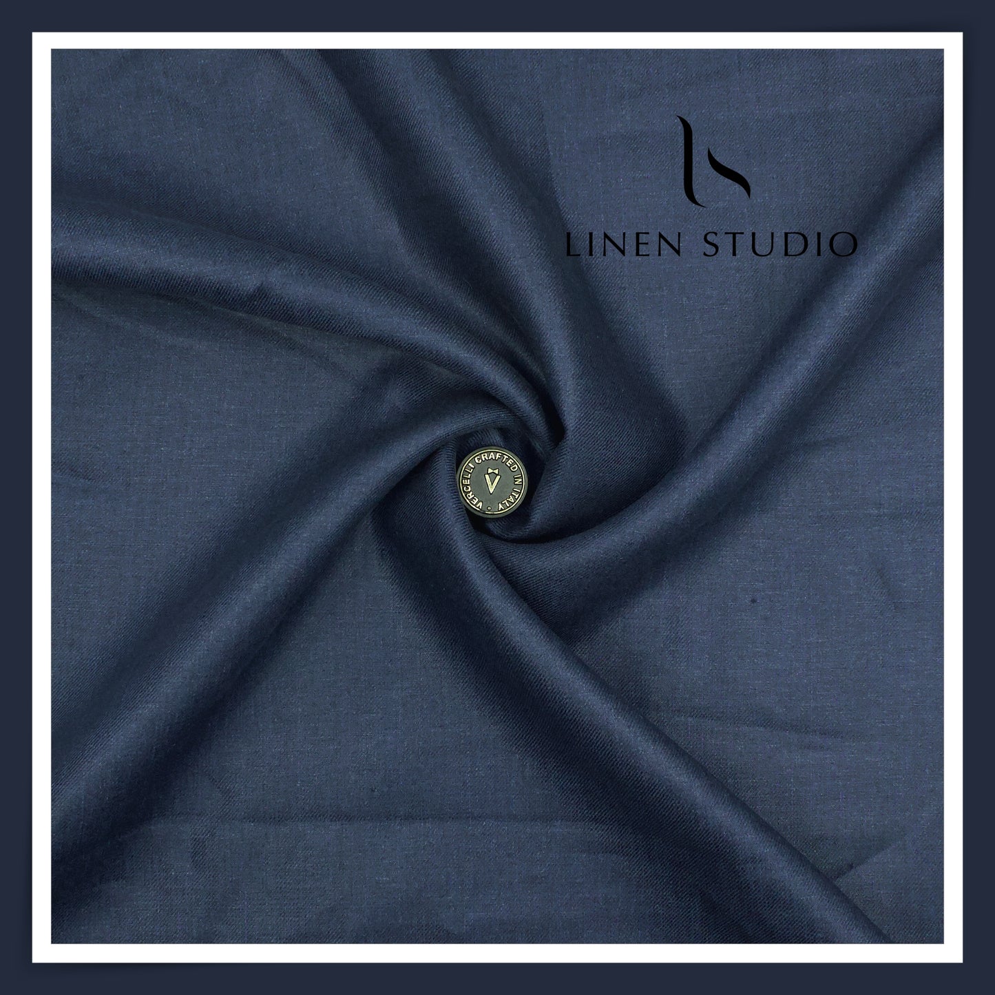 French Linen Premium Pure Linen Suiting by Vercelli Italy 44 Lea Twill - Dark Rhino Blue (NEW)