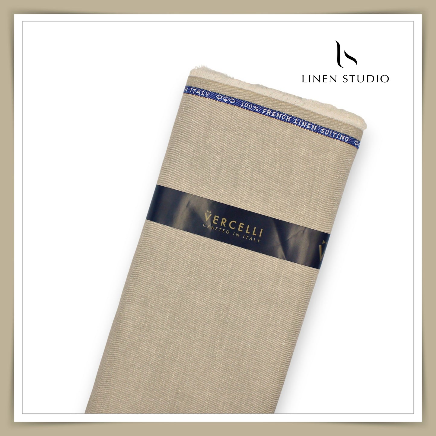 60 Lea French Linen Suiting by Vercelli Italy - Pale Brown (1st in India) (NEW)