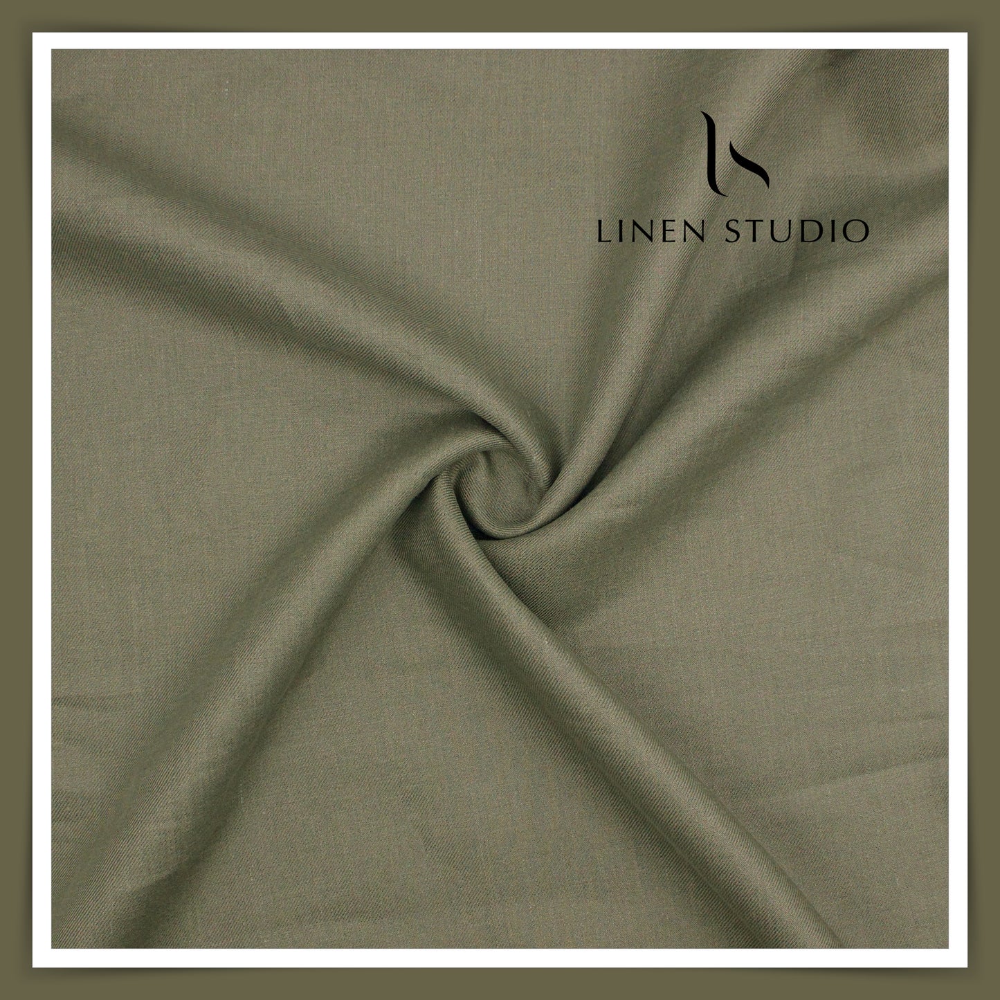 French Linen Suiting by Vercelli Italy 44 Lea Twill - Crocodile Green (NEW)