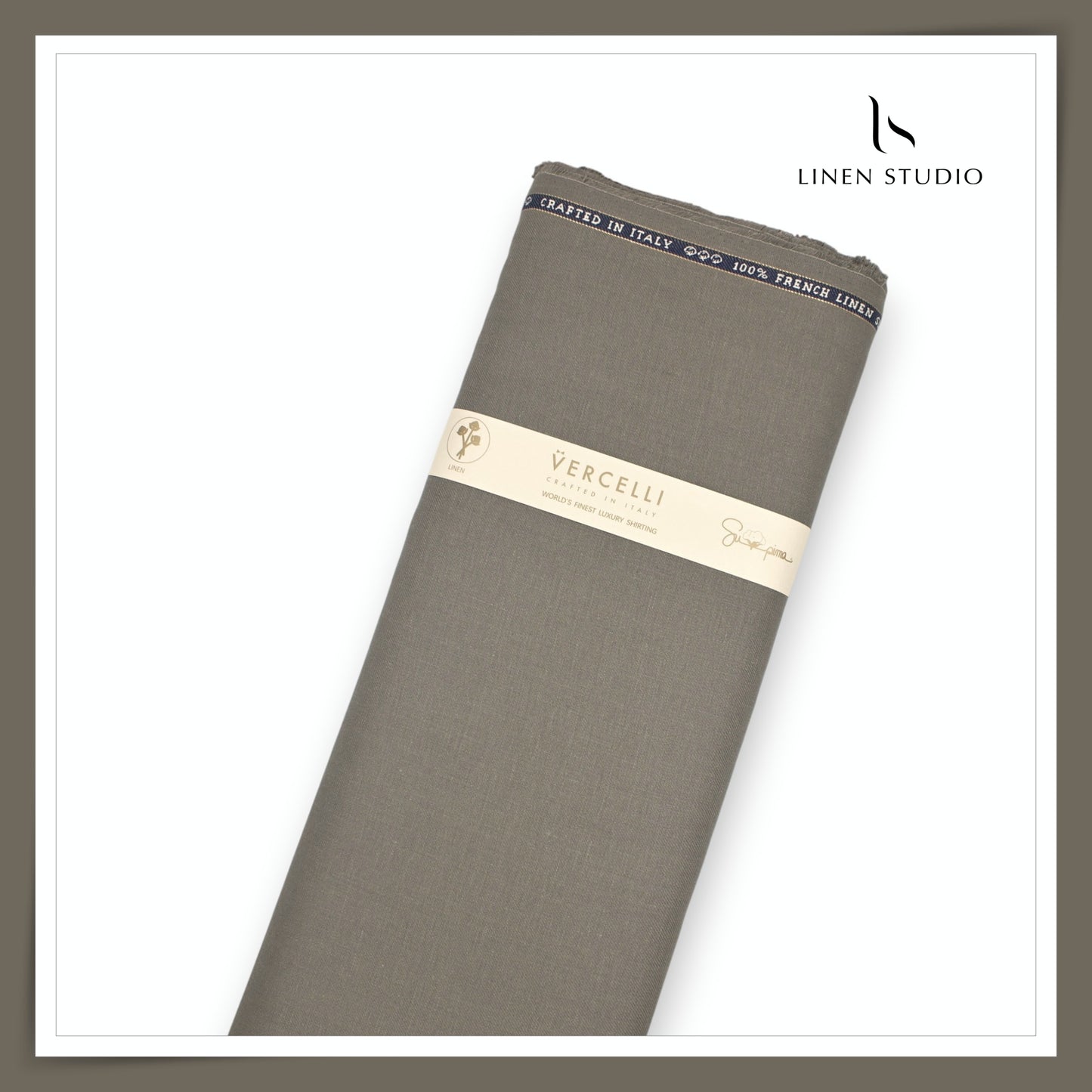 60 Lea French Linen Premium Suiting by Vercelli Italy - Sandstone Grey (NEW)