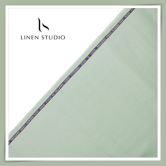 80 Lea French Linen Shirting by Vercelli Italy - Powder Green (1st in India) (NEW)