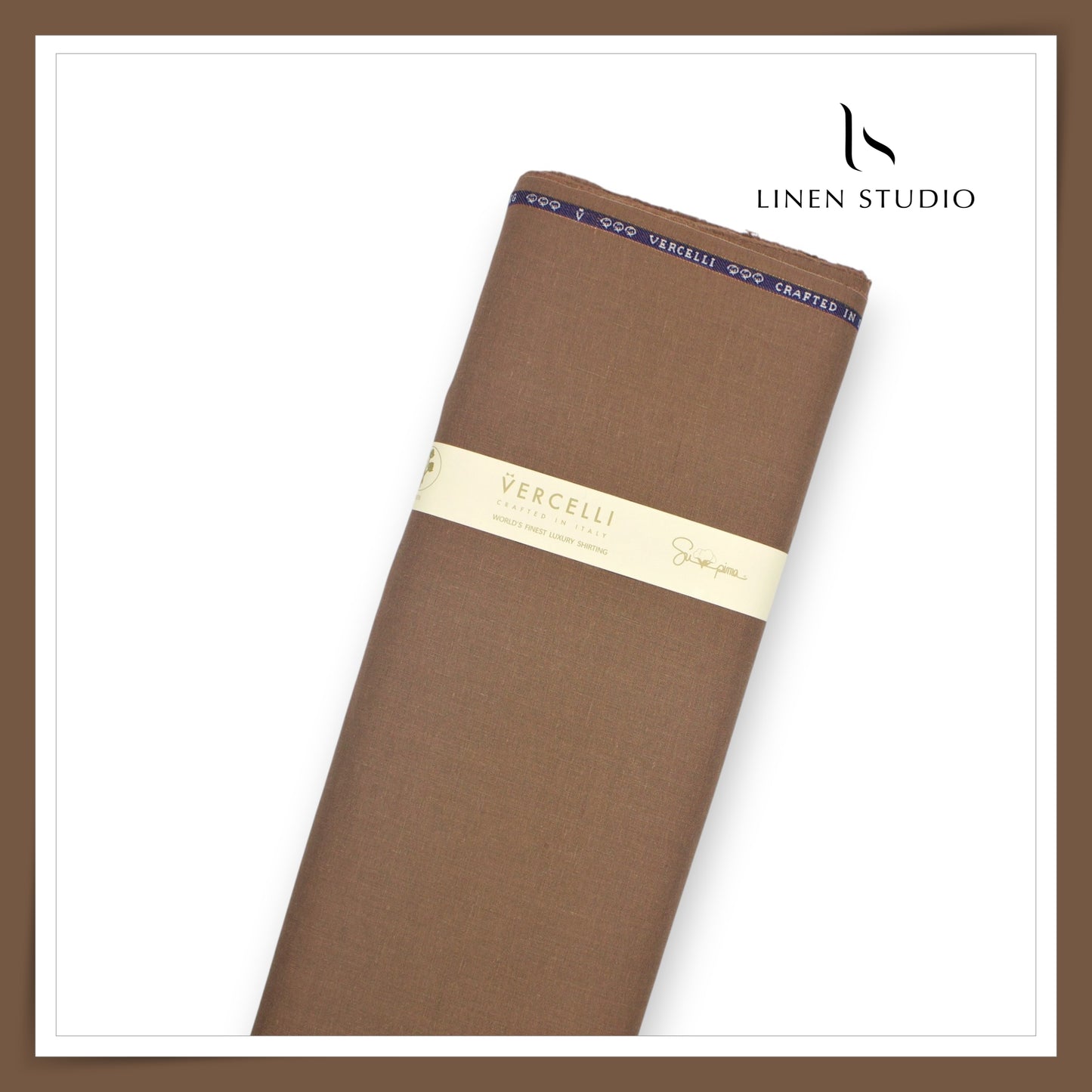80 Lea French Linen Shirting by Vercelli Italy - Roman Brown (1st in India) (NEW)