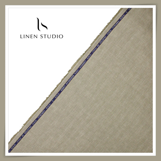 90 CM SUITING - FRENCH PREMIUM PURE LINEN SUITING BY VERCELI ITALY 60 LEA HERRINGBONE EB 109 (FLAT RATE)