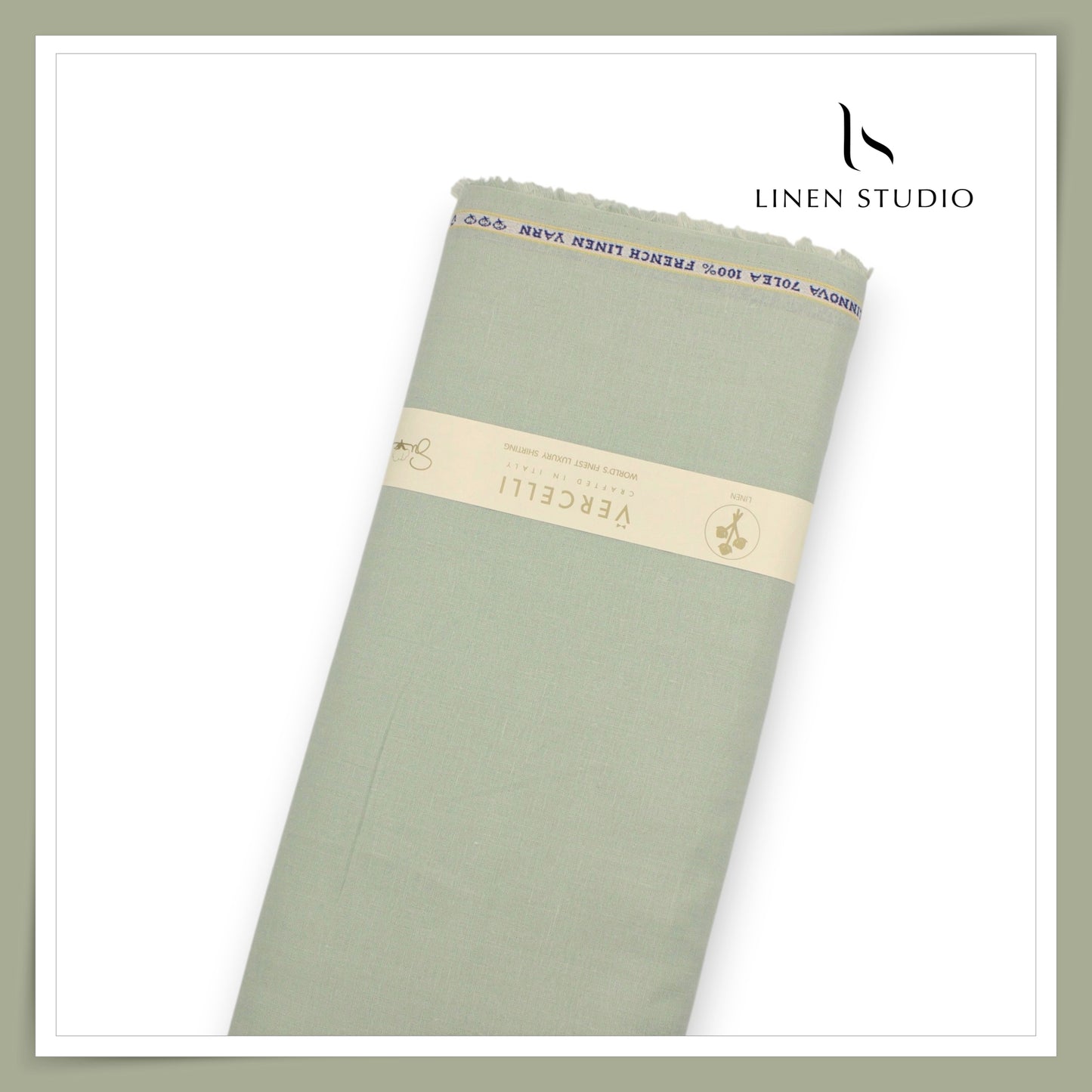 70 Lea Pure French Linen Shirting by Vercelli Italy - Pastel Green (NEW) (Limited Stock)