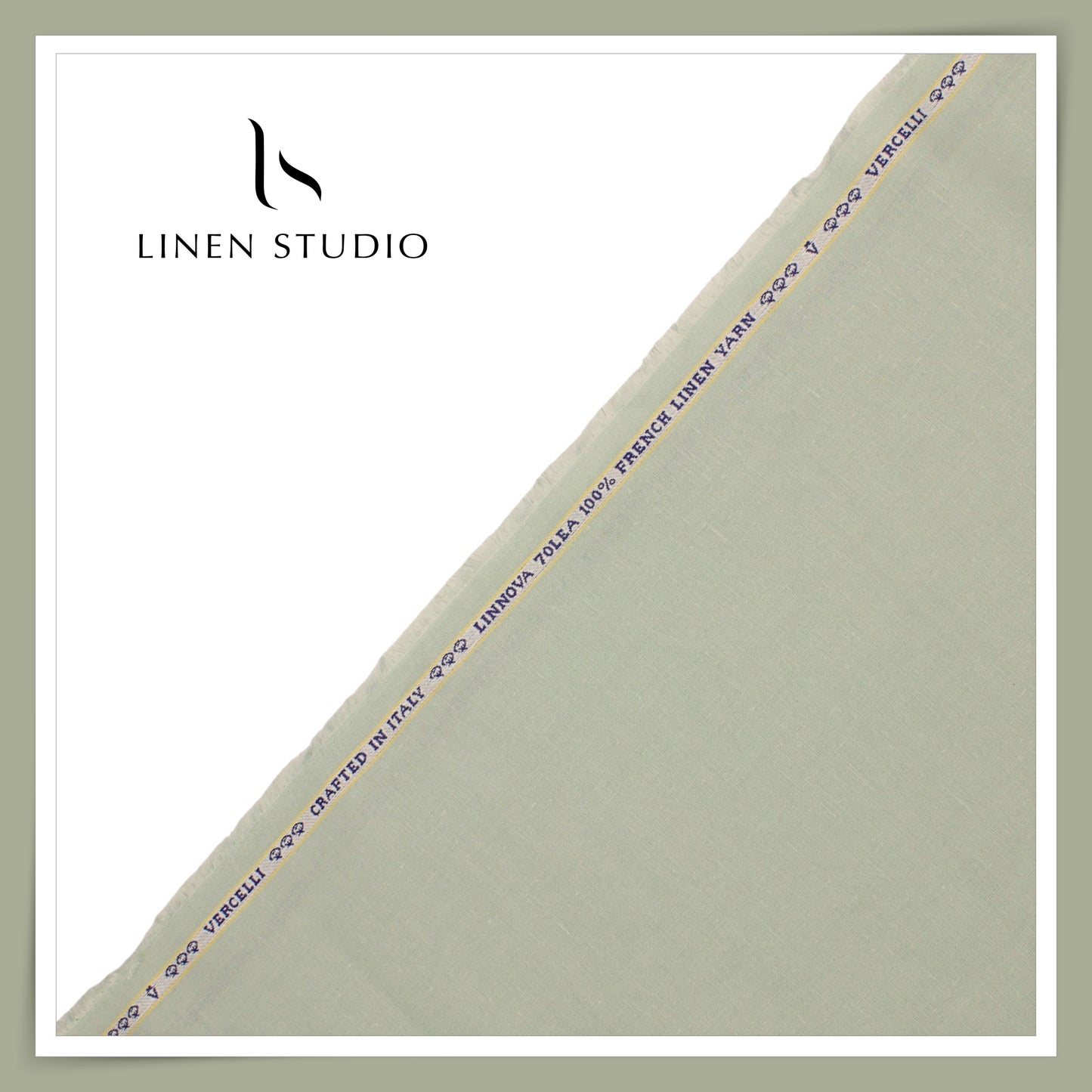 70 Lea Pure French Linen Shirting by Vercelli Italy - Pastel Green (NEW) (Limited Stock)