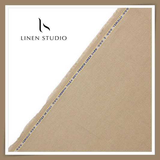 70 Lea Pure French Linen Shirting by Vercelli Italy - Pastel Stone (NEW) (Limited Stock)