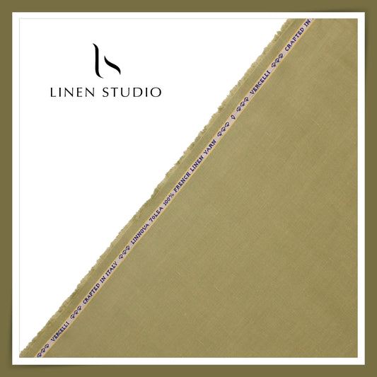 70 Lea Pure French Linen Shirting by Vercelli Italy - Limed Green (NEW) (Limited Stock)
