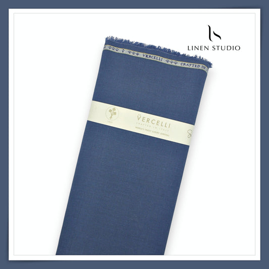 70 Lea Pure French Linen Shirting by Vercelli Italy - Rhino Blue (NEW) (Limited Stock)