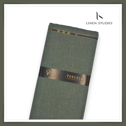 140's Merino Wool / Linen / Silk by Vercelli Italy - Rustic Green (1st in India)