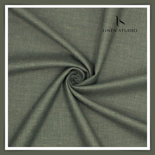 1.00 MTR SUITING END BIT - 140's Merino Wool / Linen / Silk by Vercelli Italy - Rustic Green (FLAT RATE)