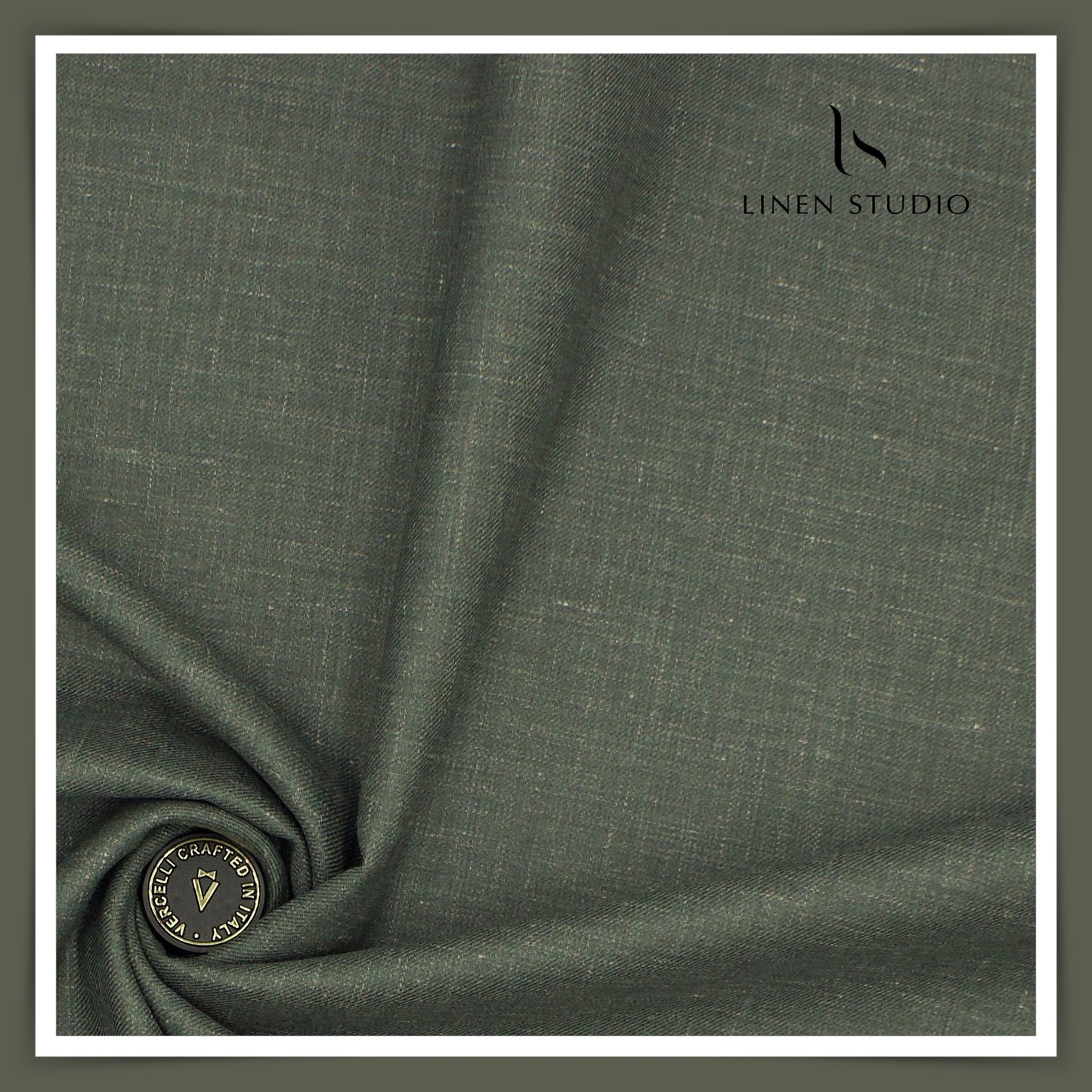 140's Merino Wool / Linen / Silk by Vercelli Italy - Rustic Green (1st in India)