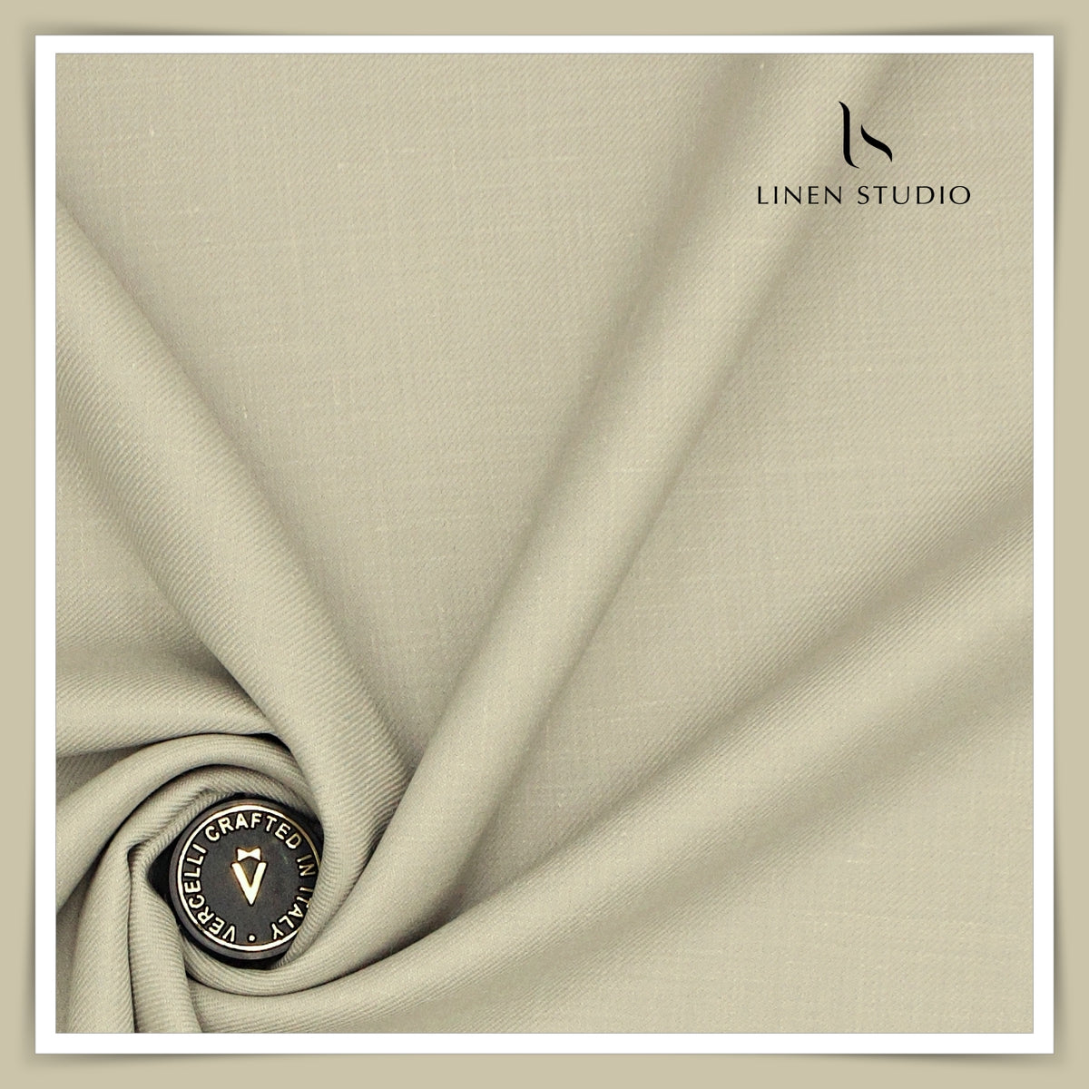 Vercelli Italy 140's Wool Linen Silk Luxury Suiting - Solid Sand Beige Slub Textured (NEW)