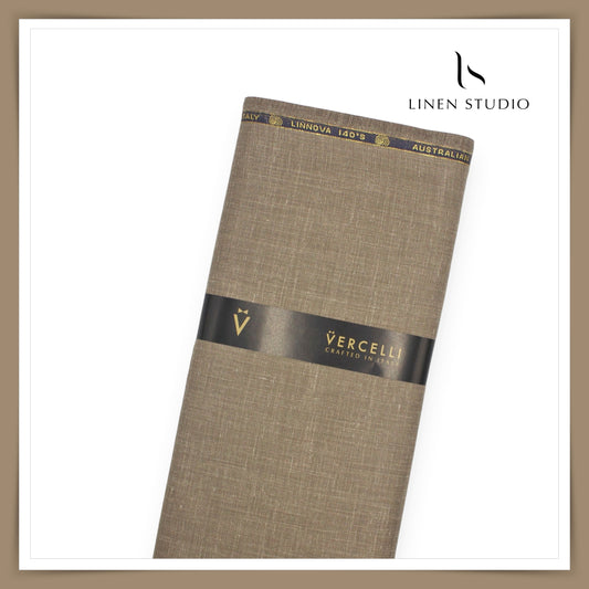 140's Merino Wool / Linen / Silk by Vercelli Italy - Sugar Brown (1st in India)