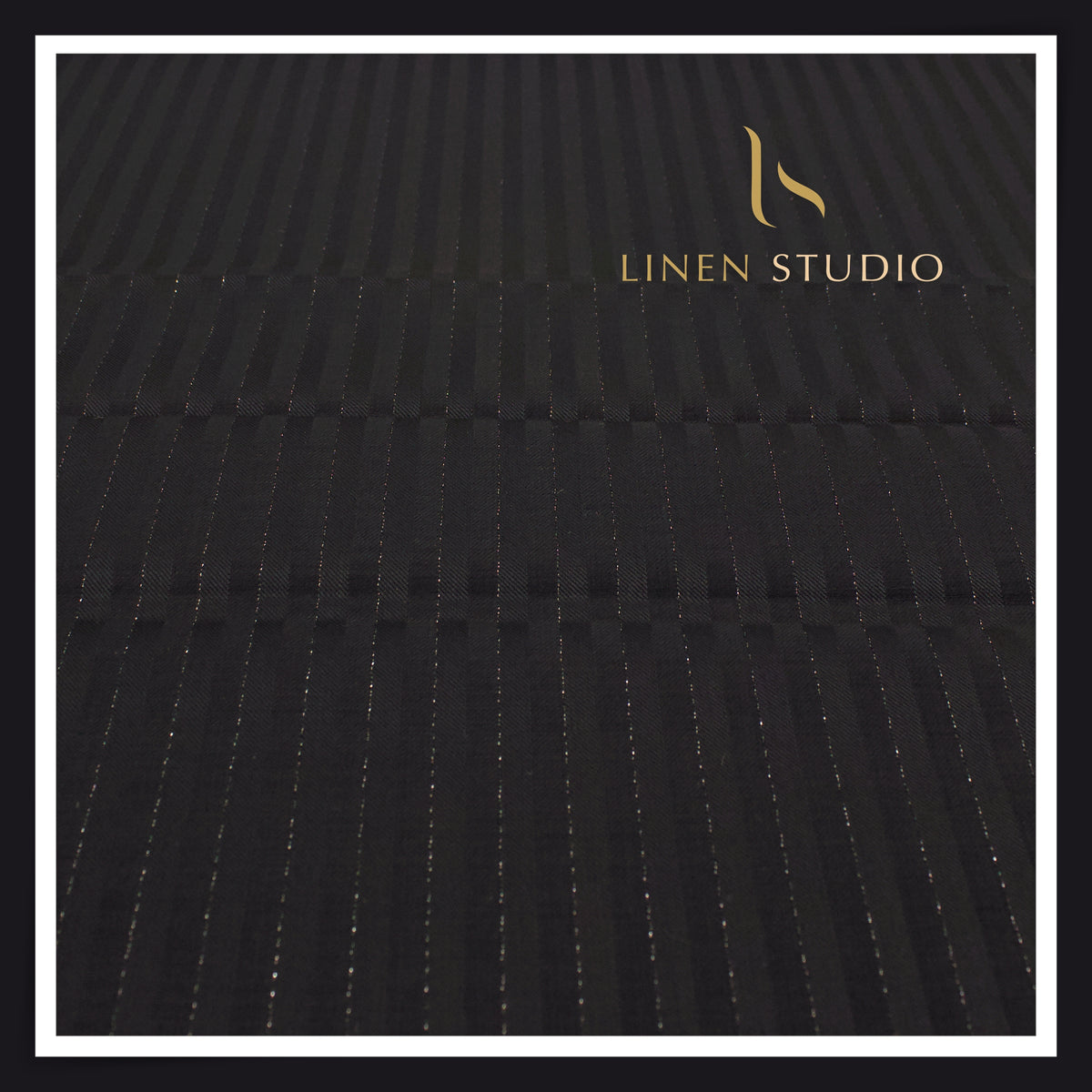 Vercelli Italy Harmony Luxe 140’s 70% Merino Wool Suiting - Black Tonal Stripes with Silver Lurex (NEW) (Zoom In)