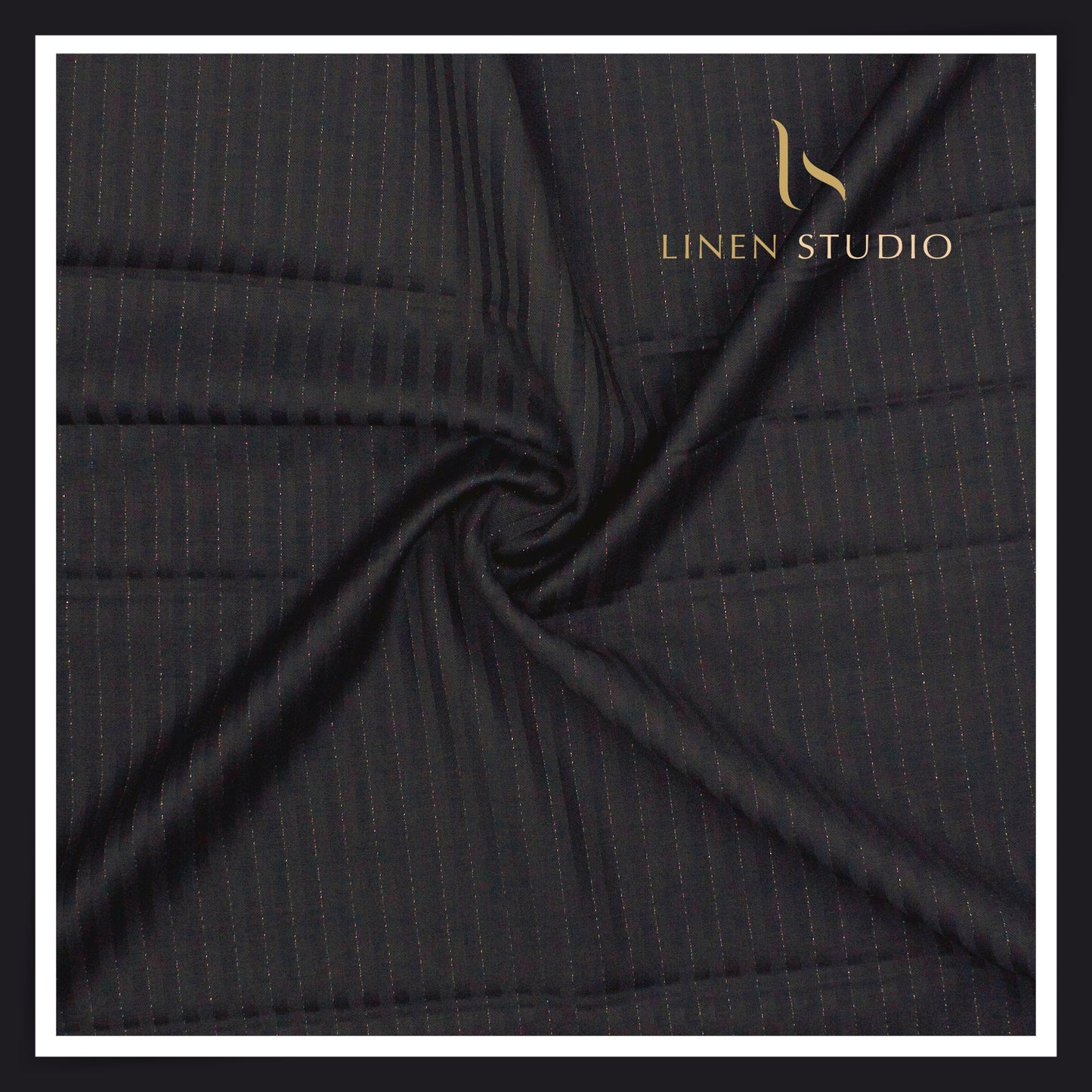 140's Australian Merino Wool by Vercelli - Blue Textured Stripes with Bold Silver Lurex (NEW) (Zoom In) (Copy)