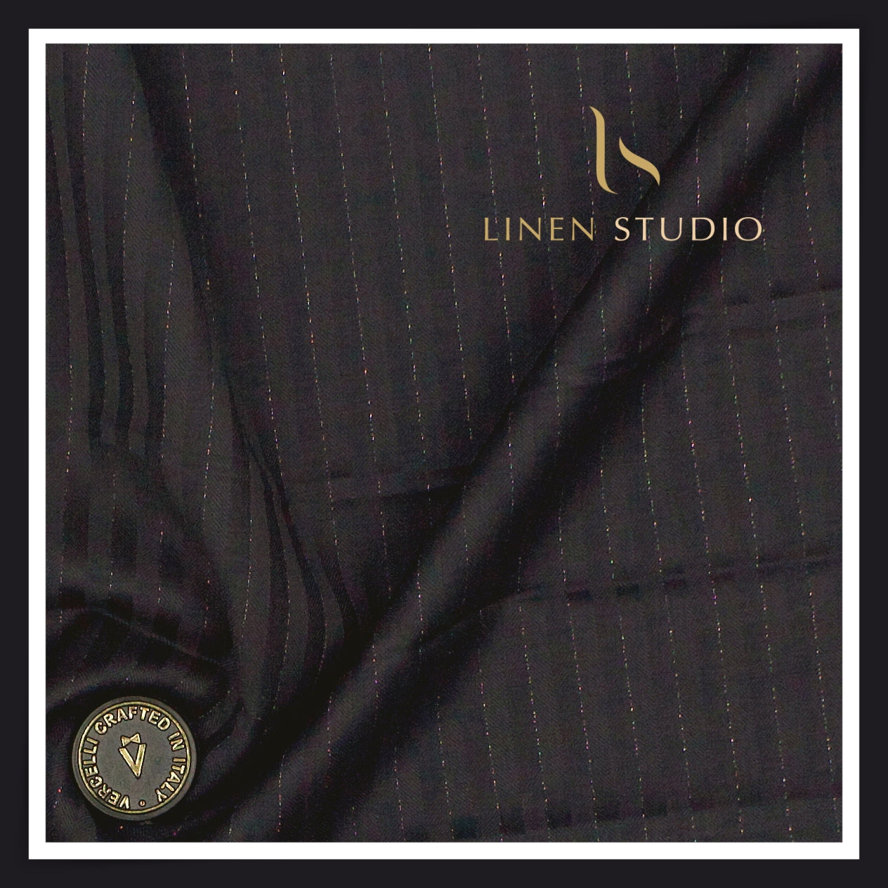 140's Australian Merino Wool by Vercelli - Blue Textured Stripes with Bold Silver Lurex (NEW) (Zoom In) (Copy)