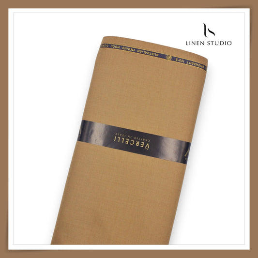 130's Australian Merino Wool Milled Suiting by Vercelli Italy - French Mocha (NEW) (Highest Selling)