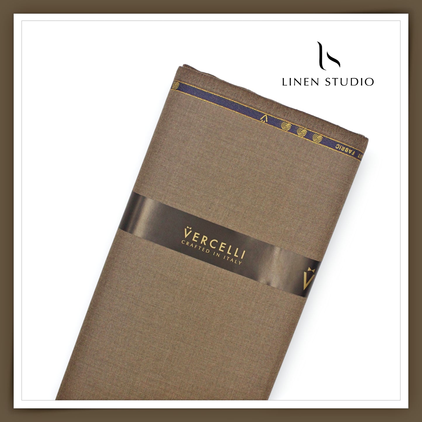130's Australian Merino Wool Milled Suiting by Vercelli - Stone Brown (NEW)