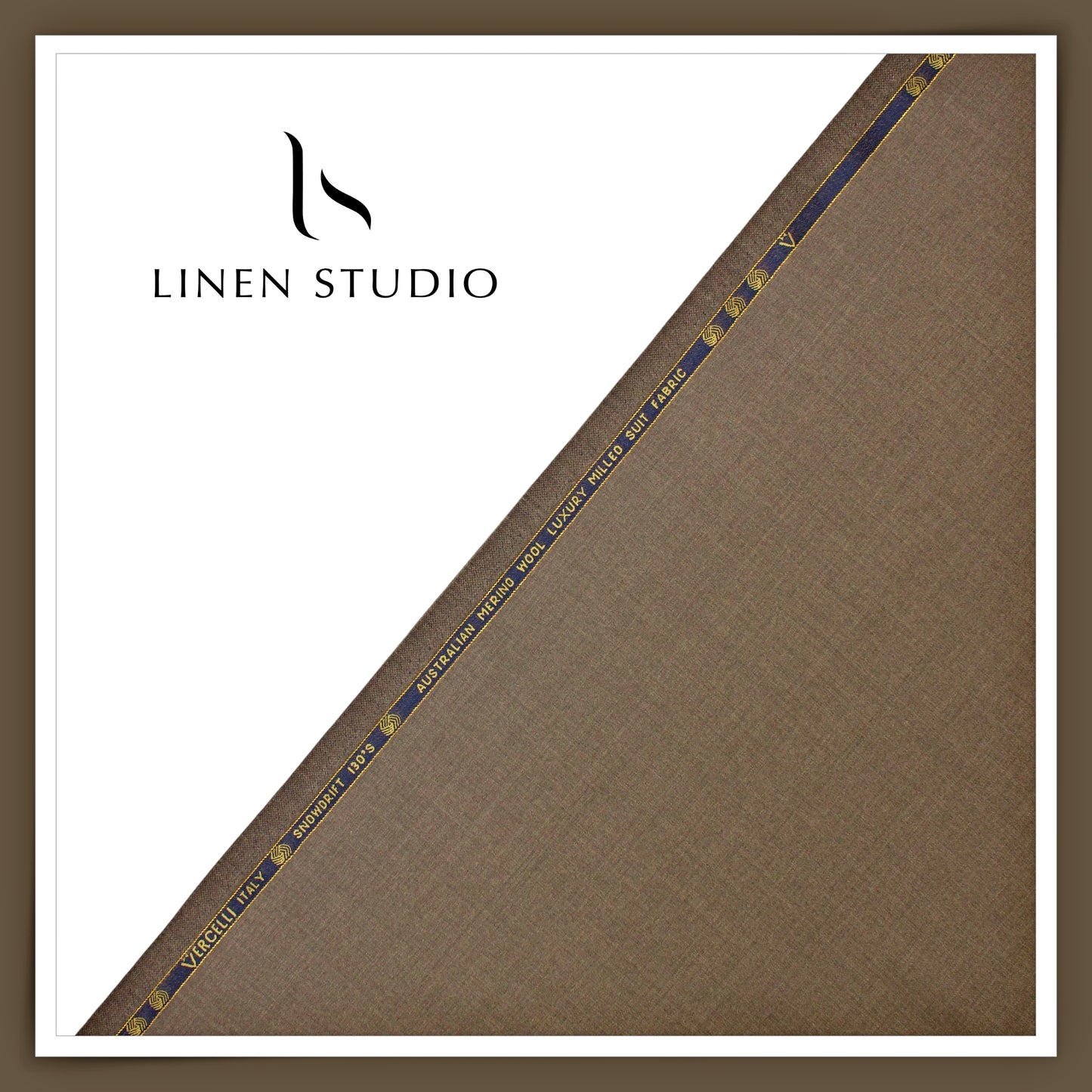 130's Australian Merino Wool Milled Suiting by Vercelli - Stone Brown (NEW)