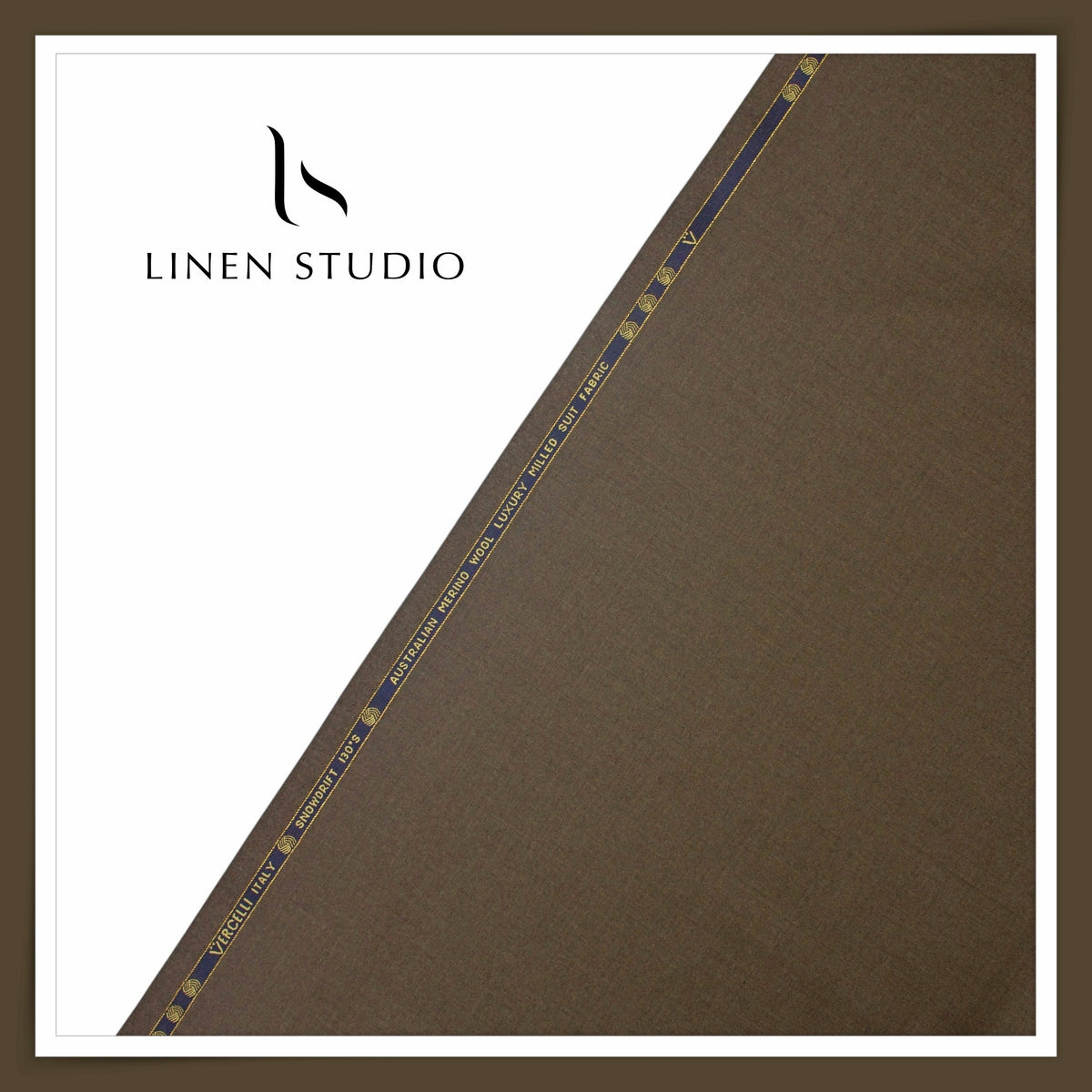 Vercelli Italy Snowdrift 130's 70% Australian Merino Wool Rich Milled Suiting - Taupe Brown (Latest Collection)