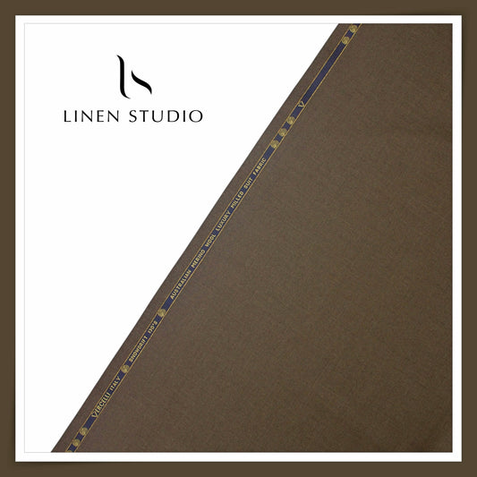 Vercelli Italy Snowdrift 130's 70% Australian Merino Wool Rich Milled Suiting - Taupe Brown (Latest Collection)