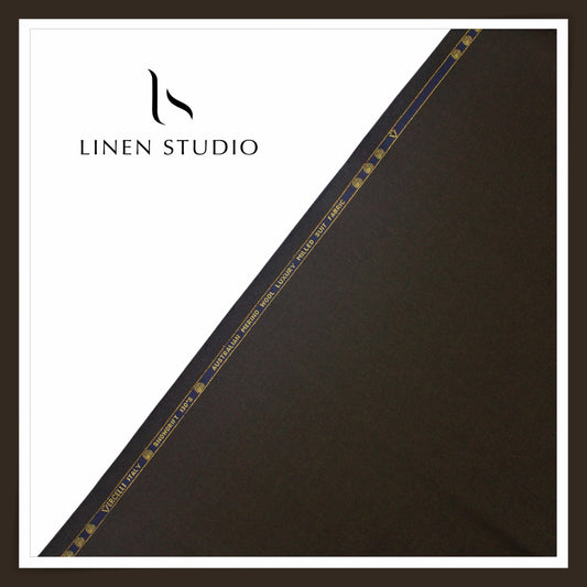 Vercelli Italy Snowdrift 130's 70% Australian Merino Wool Rich Milled Suiting - Dark Chocolate (Latest Collection)