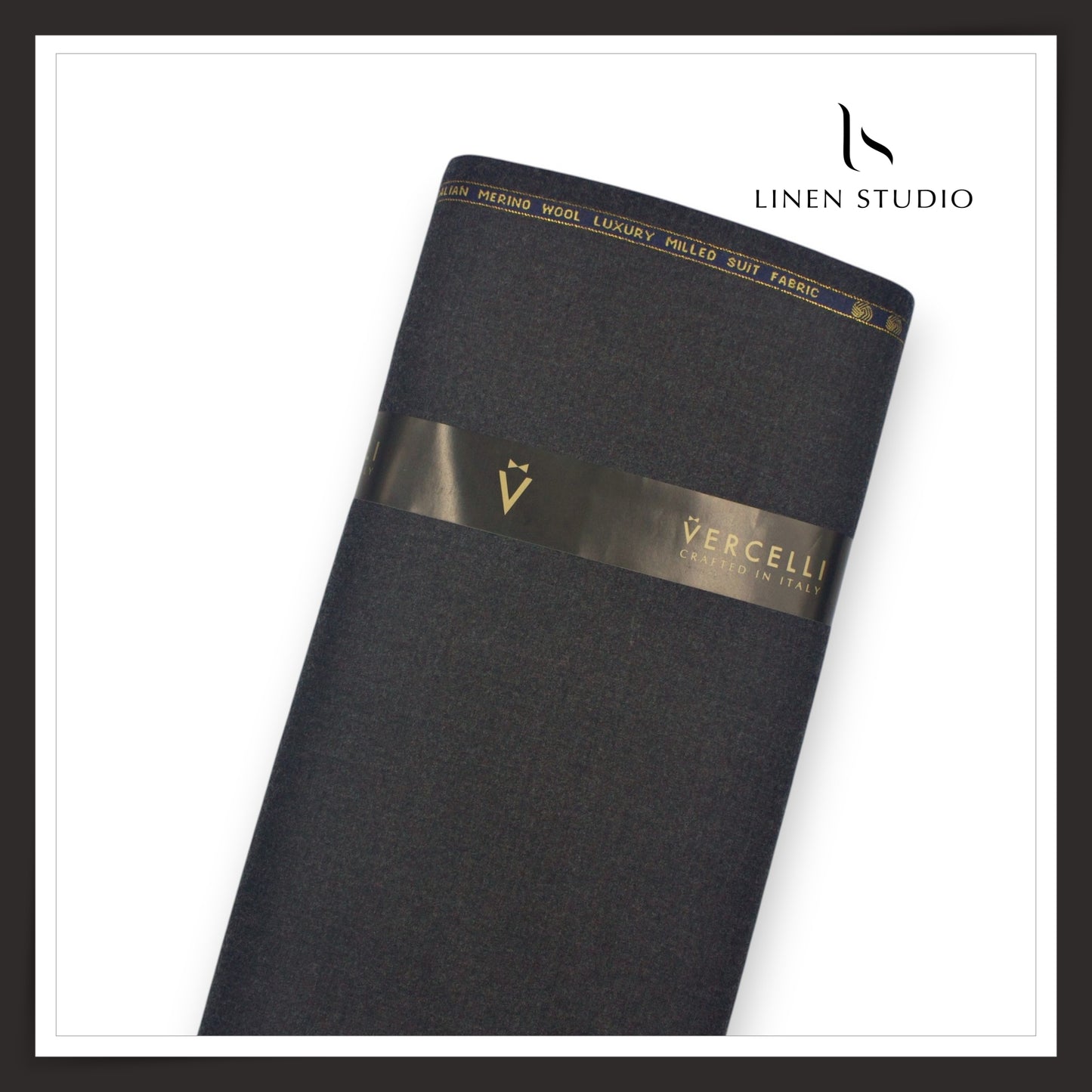 130's Australian Merino Wool Milled Suiting by Vercelli - Darkest Grey (NEW)