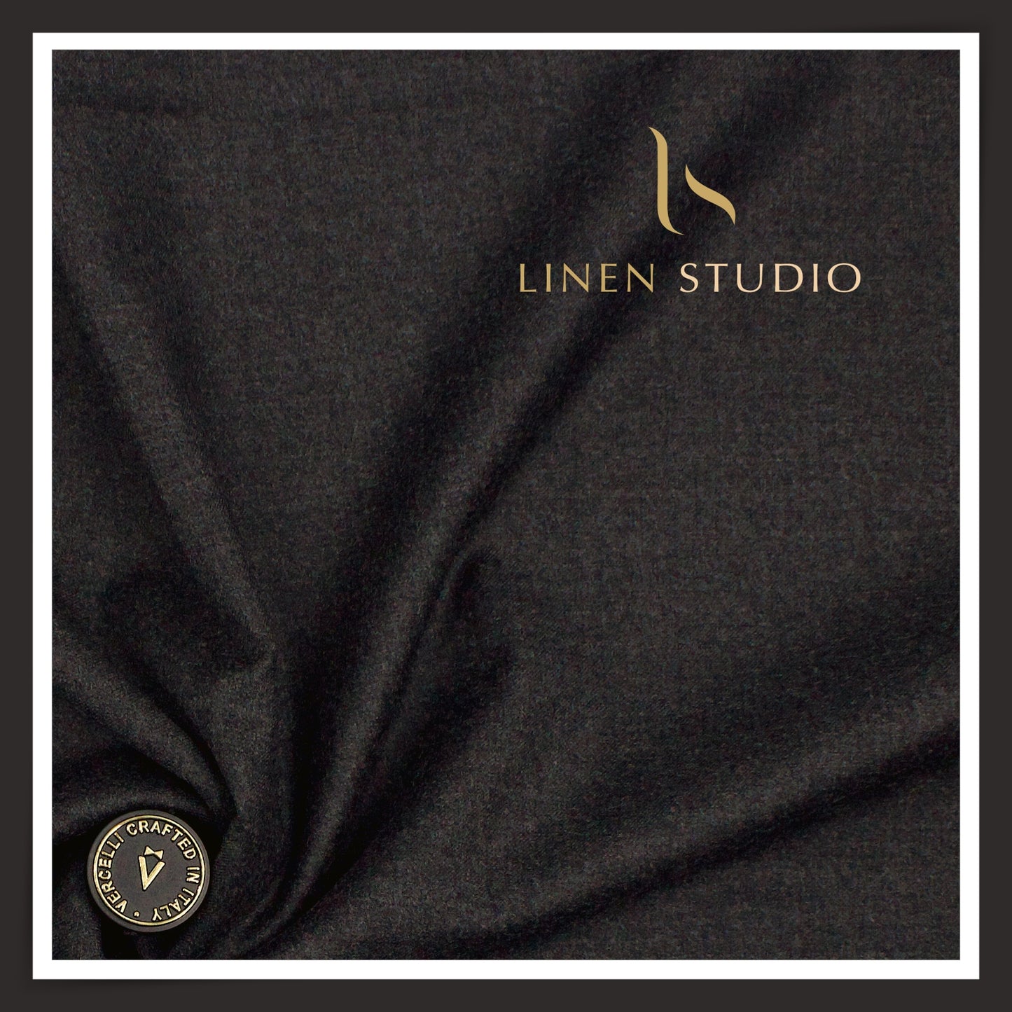 130's Australian Merino Wool Milled Suiting by Vercelli - Darkest Grey (NEW)