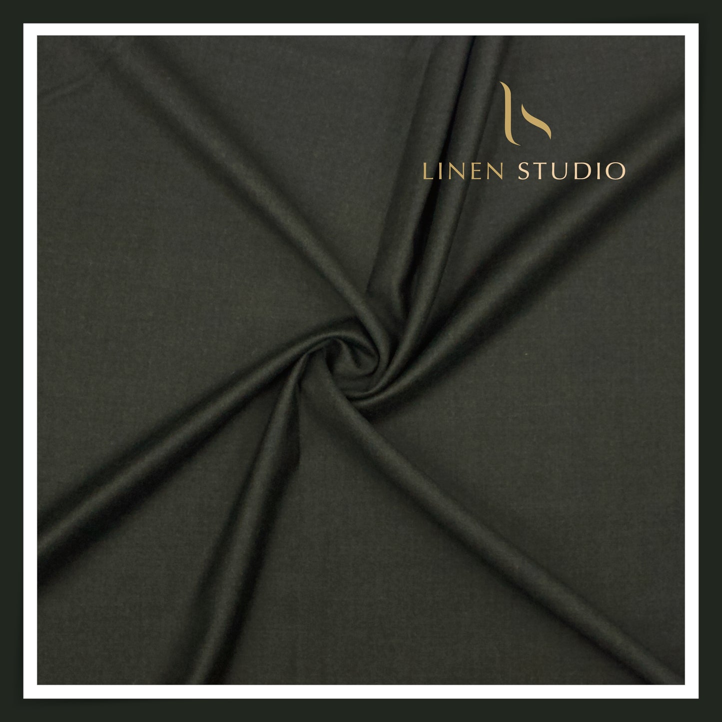 130's Australian Merino Wool Milled Suiting by Vercelli - Dark Metal Green (NEW)