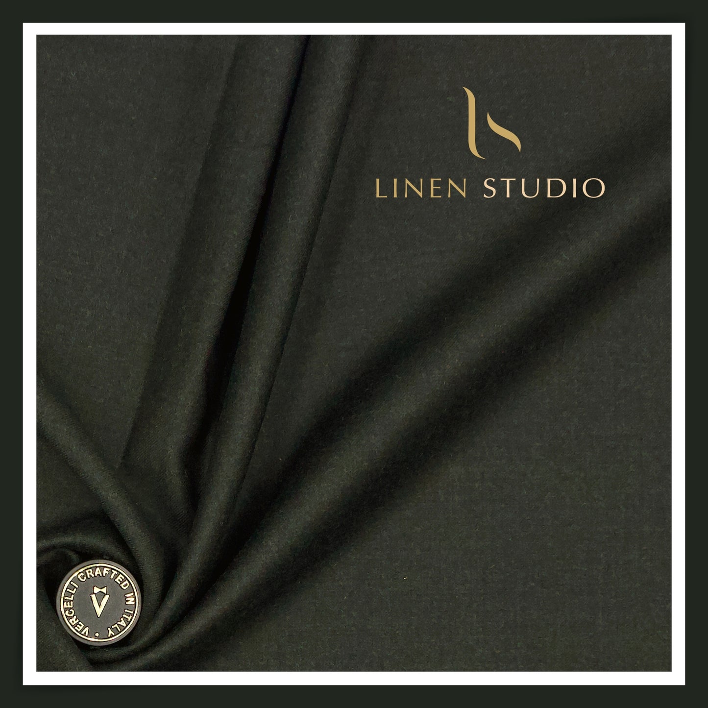 130's Australian Merino Wool Milled Suiting by Vercelli - Dark Metal Green (NEW)