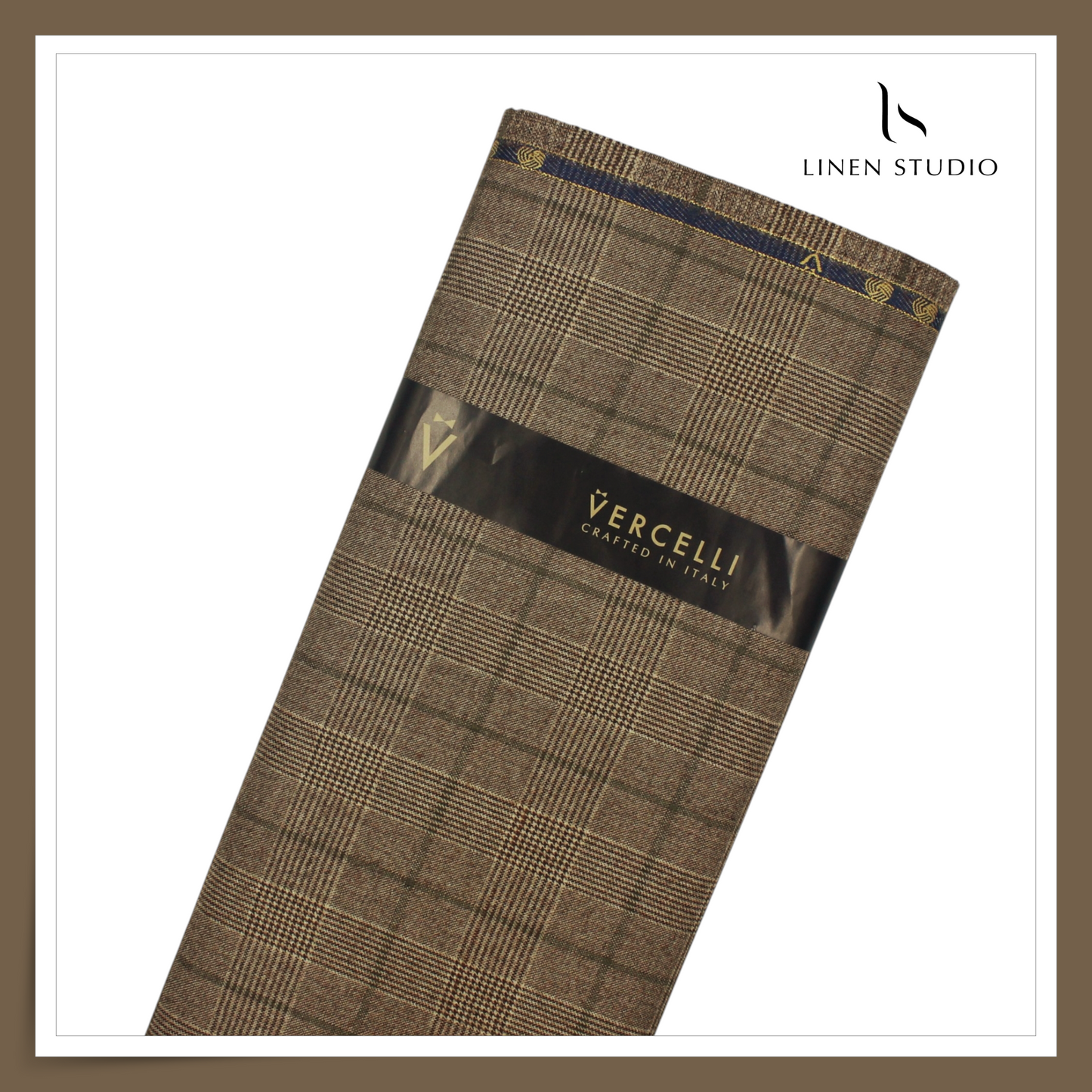 130's Australian Merino Wool Milled Suiting by Vercelli - Tobacco Brown Checks (NEW) (Zoom In)