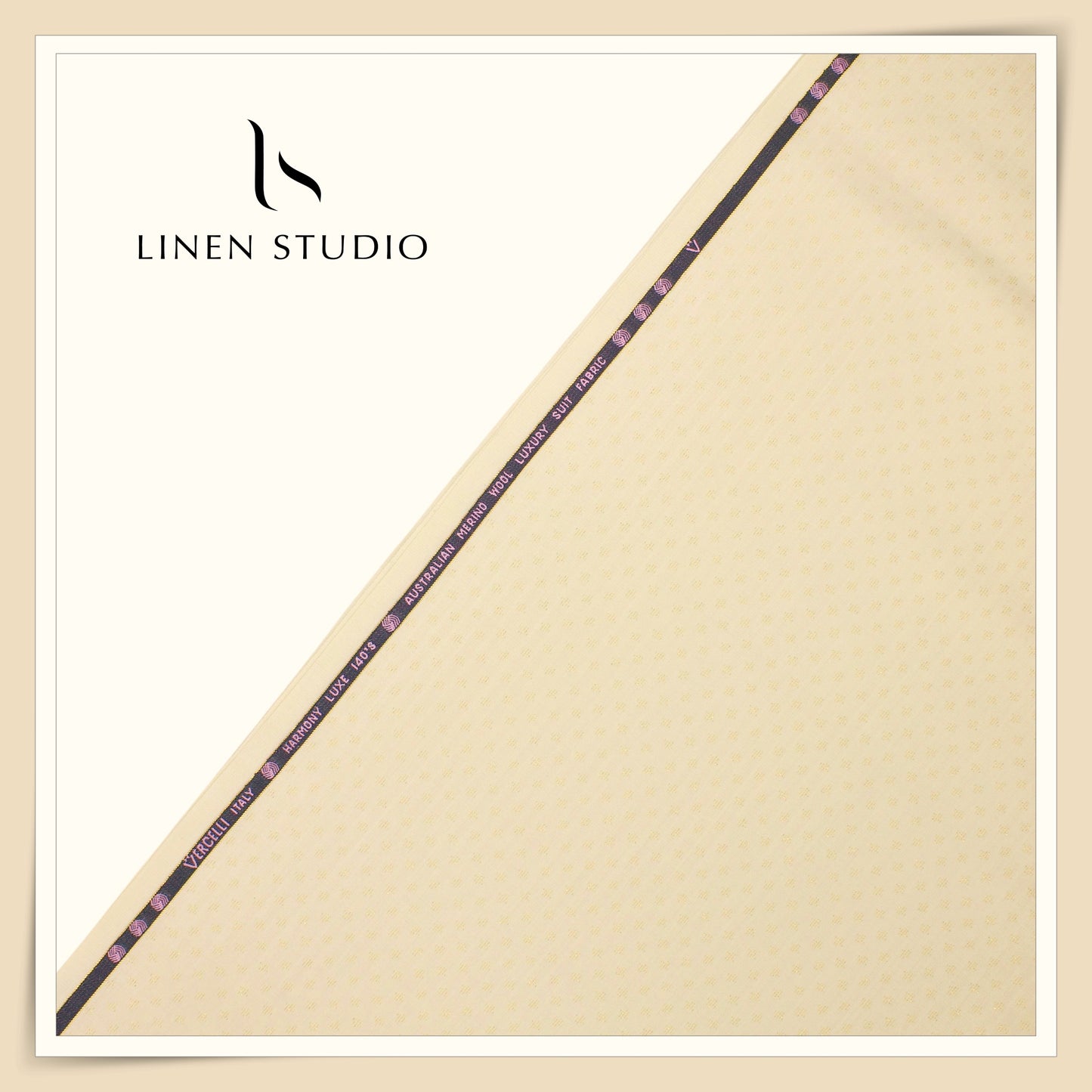 140's Australian Merino Wool by Vercelli - Cream with Elegant Golden Lurex (NEW) (Zoom In)