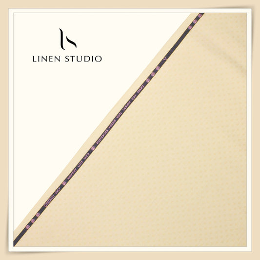 140's Australian Merino Wool by Vercelli - Cream with Elegant Golden Lurex (NEW) (Zoom In)