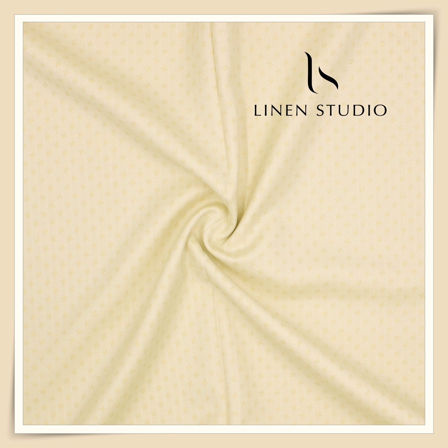 140's Australian Merino Wool by Vercelli - Cream with Elegant Golden Lurex (NEW) (Zoom In)