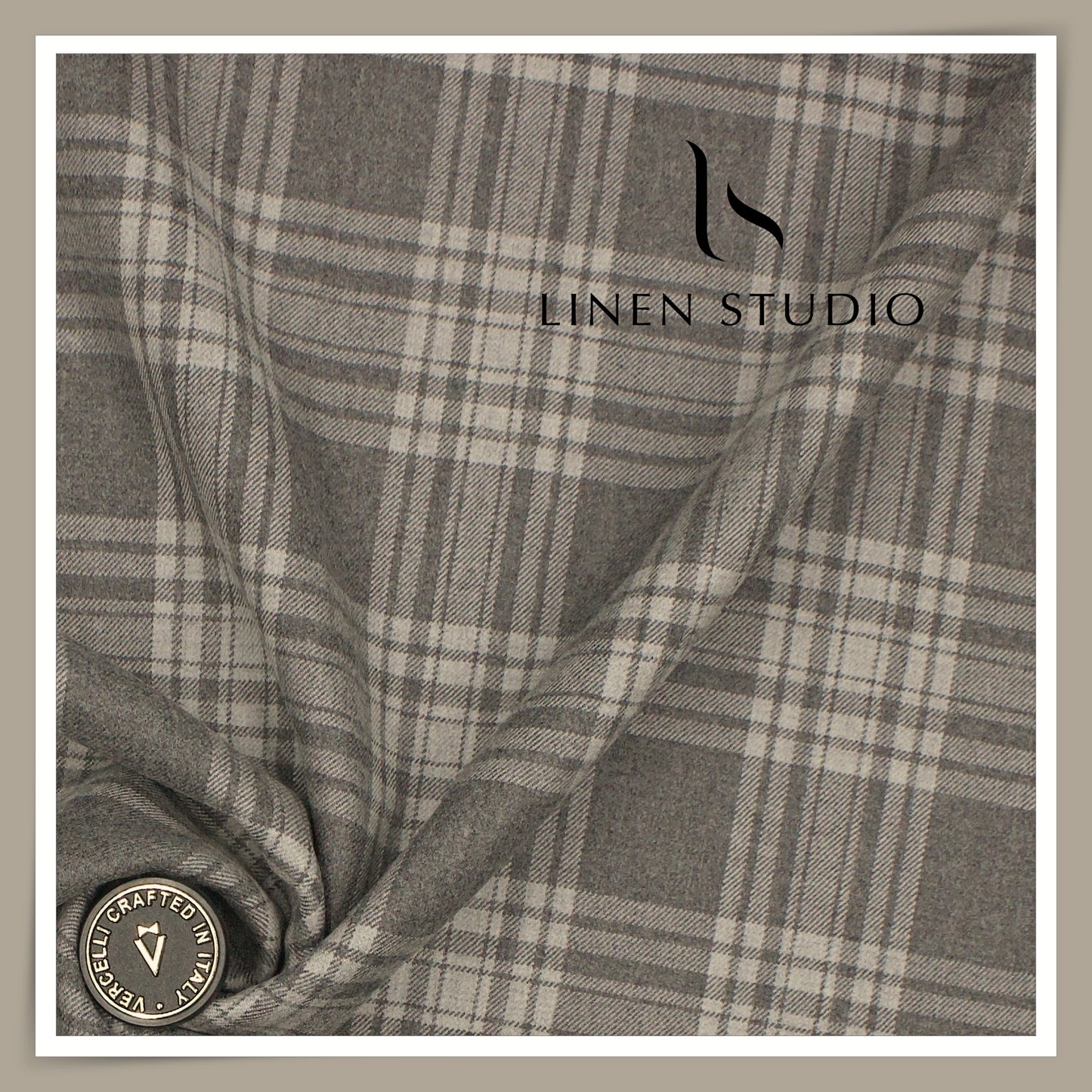130's Australian Merino Wool Milled Suiting by Vercelli Italy - Siberian Grey Checks (NEW)