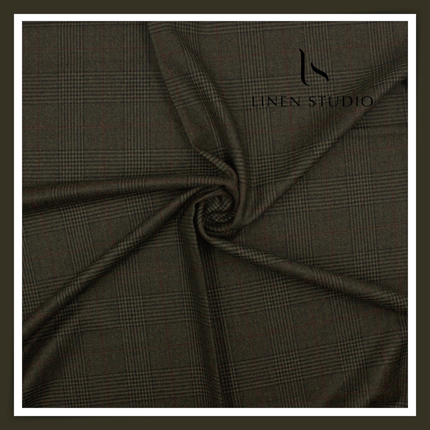 130's Australian Merino Wool Milled Suiting by Vercelli Italy - Birch Green Checks (NEW)
