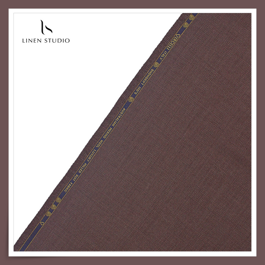 130's Australian Merino Wool Milled Suiting by Vercelli - Ferra Red Checks (NEW) (Zoom In)