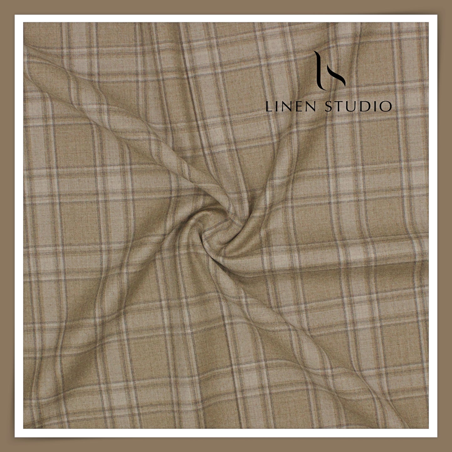 130's Australian Merino Wool Milled Suiting by Vercelli - Pastel Brown Checks (NEW)