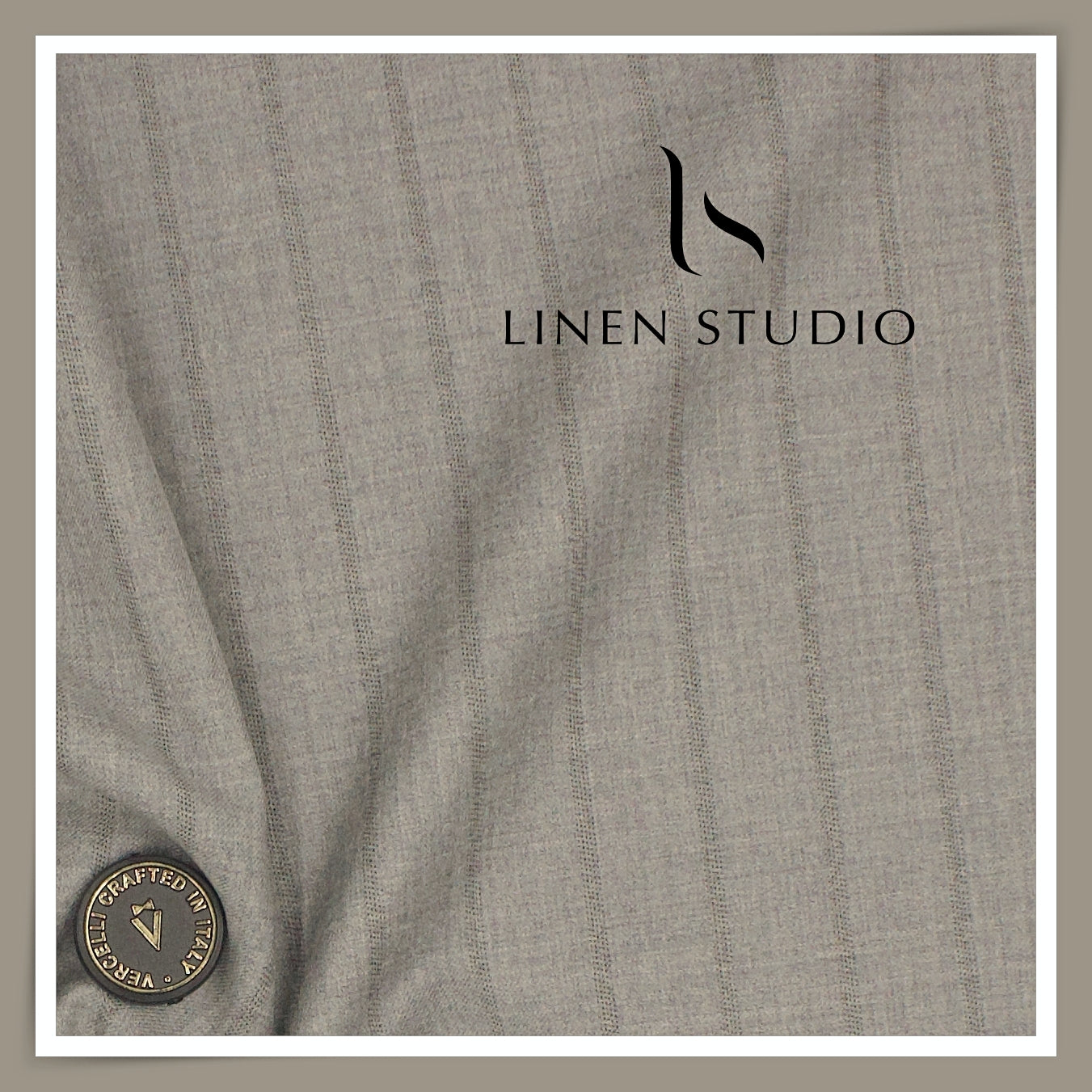 130's Australian Merino Wool Milled Suiting by Vercelli - Natural Grey Stripes (NEW)