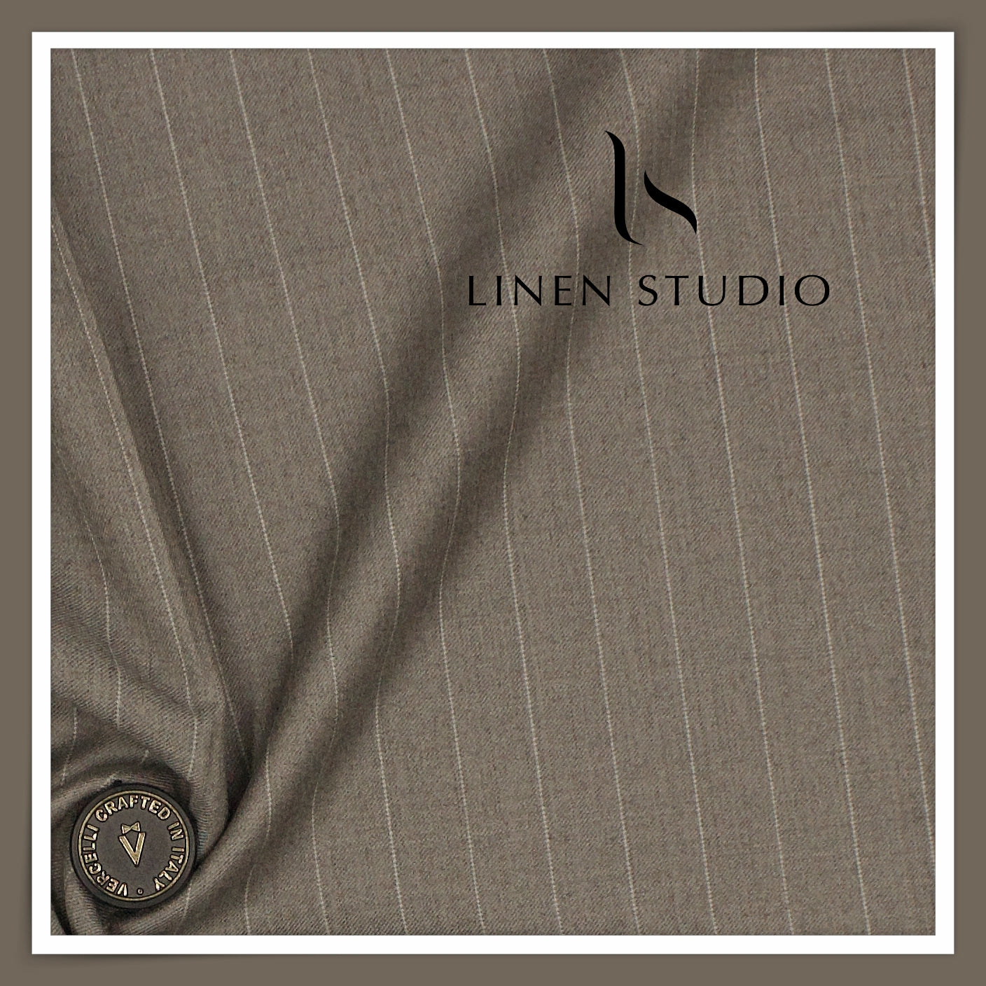 130's Australian Merino Wool Milled Suiting by Vercelli - Brownish Grey Stripes  (NEW)