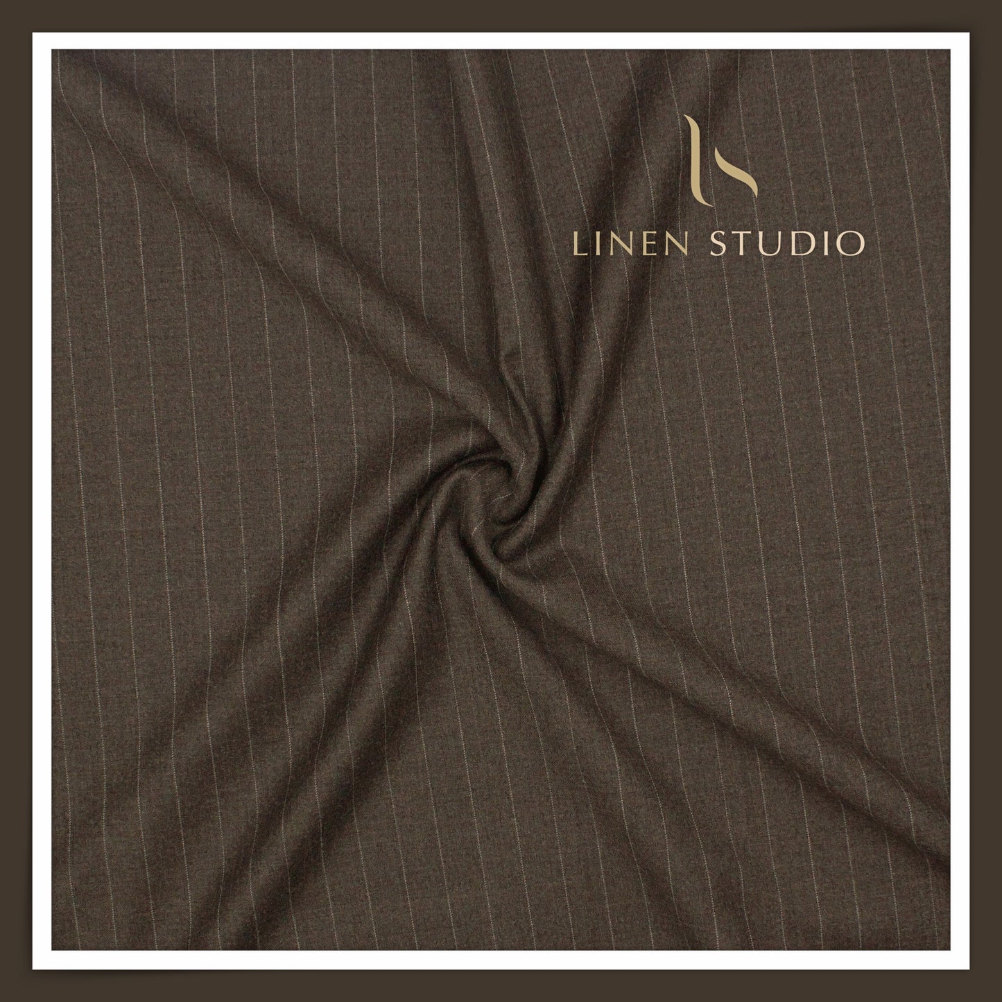 130's Australian Merino Wool Milled Suiting by Vercelli - Ash Brown Stripes (NEW)